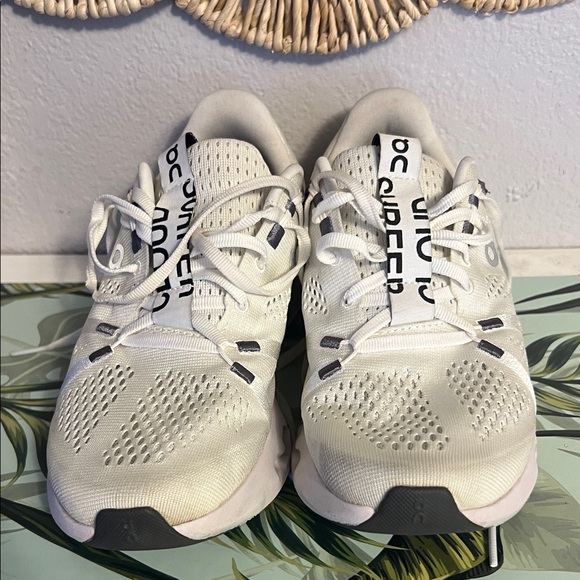 On Clouds Shoes - On Running White Sneakers with Black Details